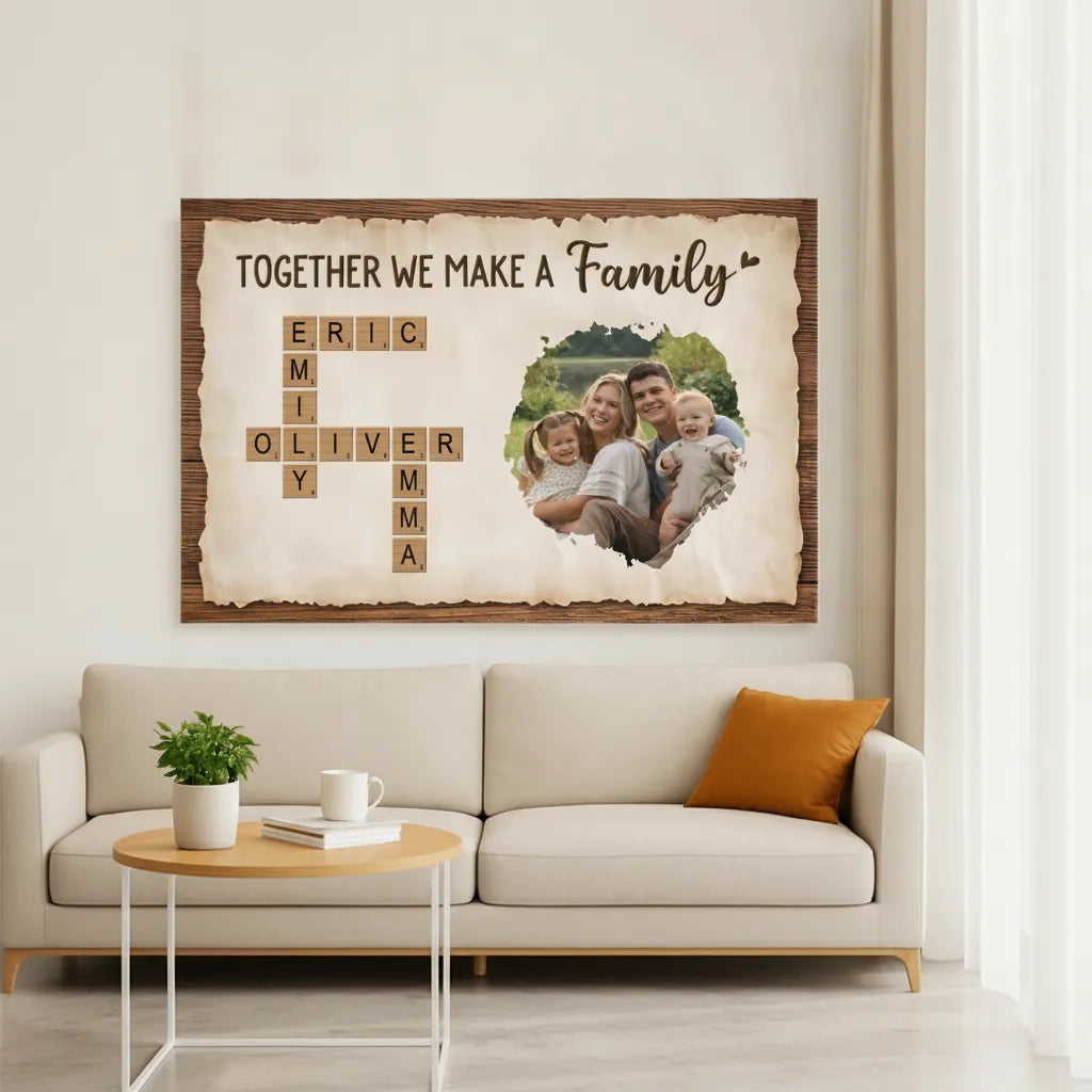 Personalised Together We Make A Family Crossword Canvas For Parents(Frame Not Included)