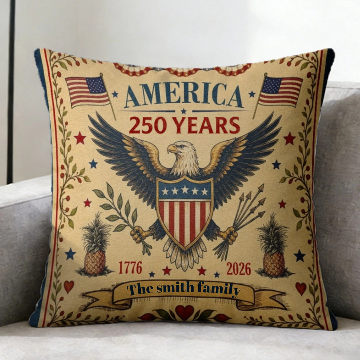 Personalized Custom-made Family Name Lndependence Day Throw Pillow, A Special Independence Day Commemorative Gift For Family Members Or Friends