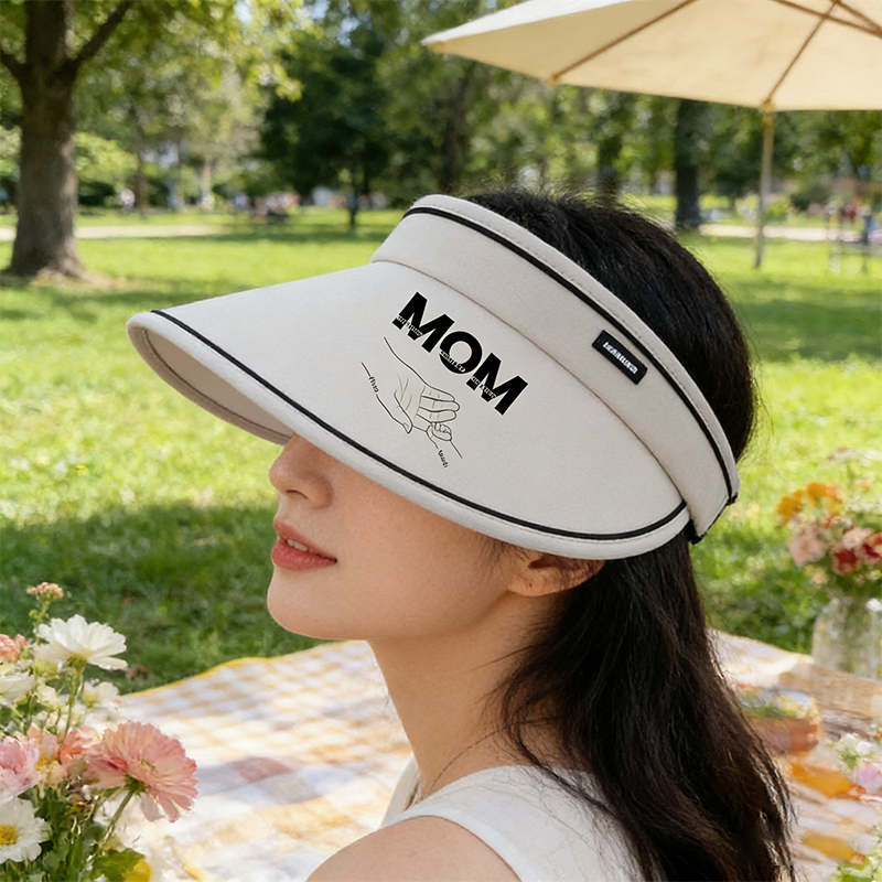 Personalized foldable Top Sun Visor Hat, Can Custom Names, UV Protection Cap "Mom is a Hero/a Soul/a Queen" A Gift of Mom