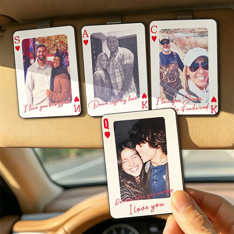 Personalized Custom Photo, Safe Driving Playing Cards, Sunshade Holder. Suitable For Giving To Your Husband Or Boyfriend