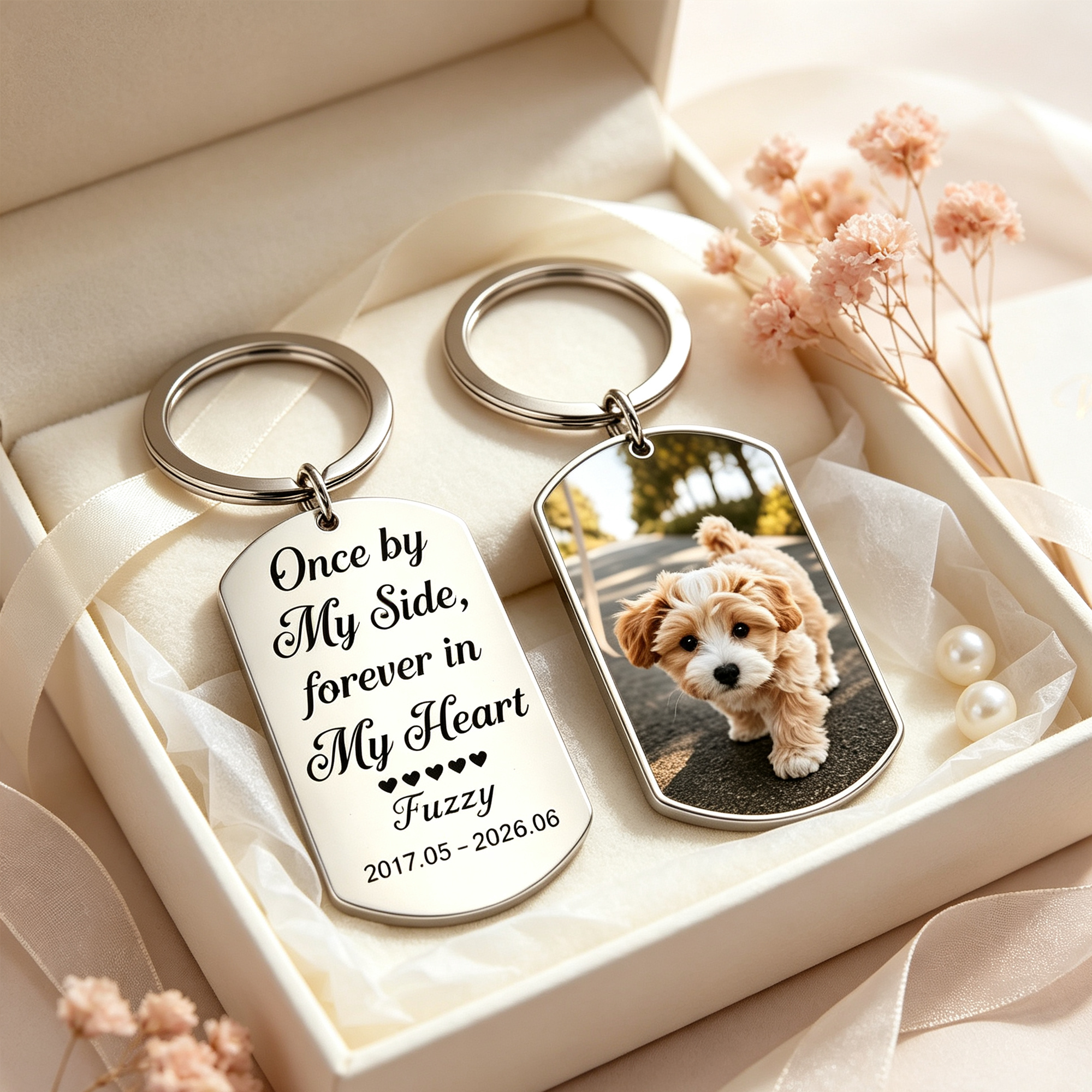 Personalized Pet Memorial Photo Keychain, Meaningful Keepsake Gift for Pet Lovers