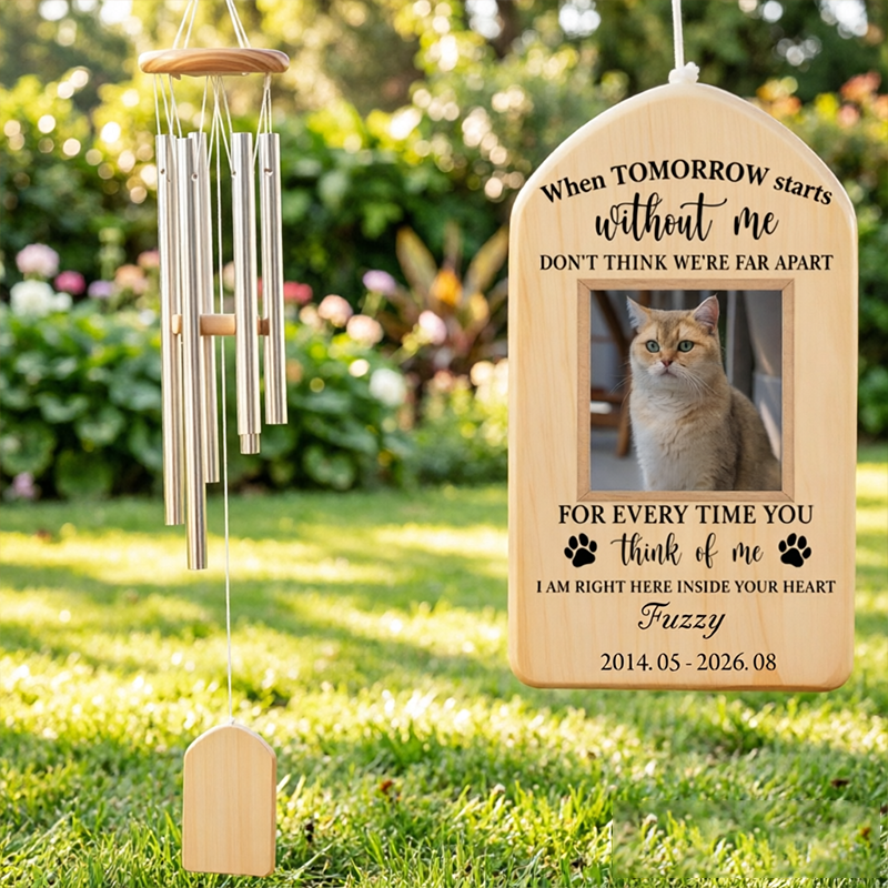 Personalized Aluminum Tube Memorial Wind Chime, Custom Pet Photo & Name, Heartfelt Keepsake Gift for Pet Loss Remembrance