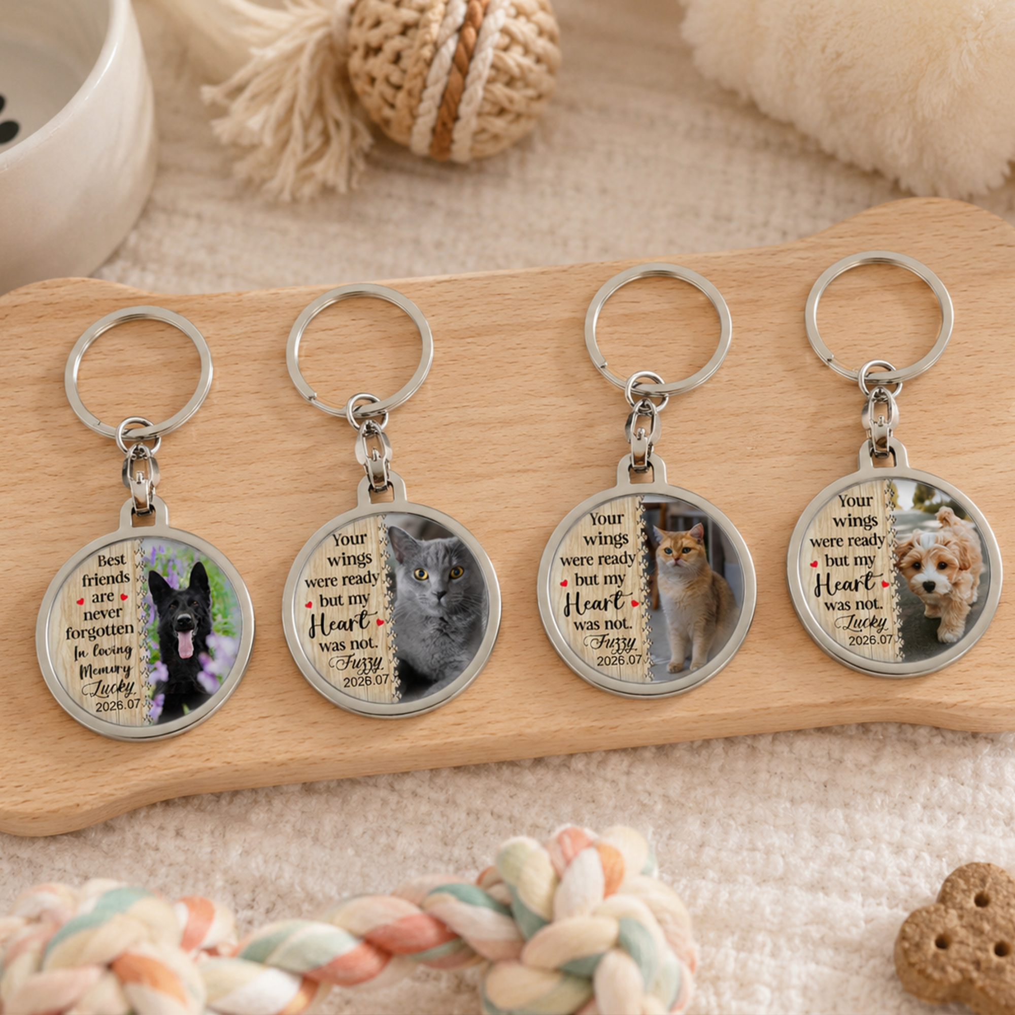 Personalized Pet Photo Round Keychain – Heartfelt Gift for Cat & Dog Lovers