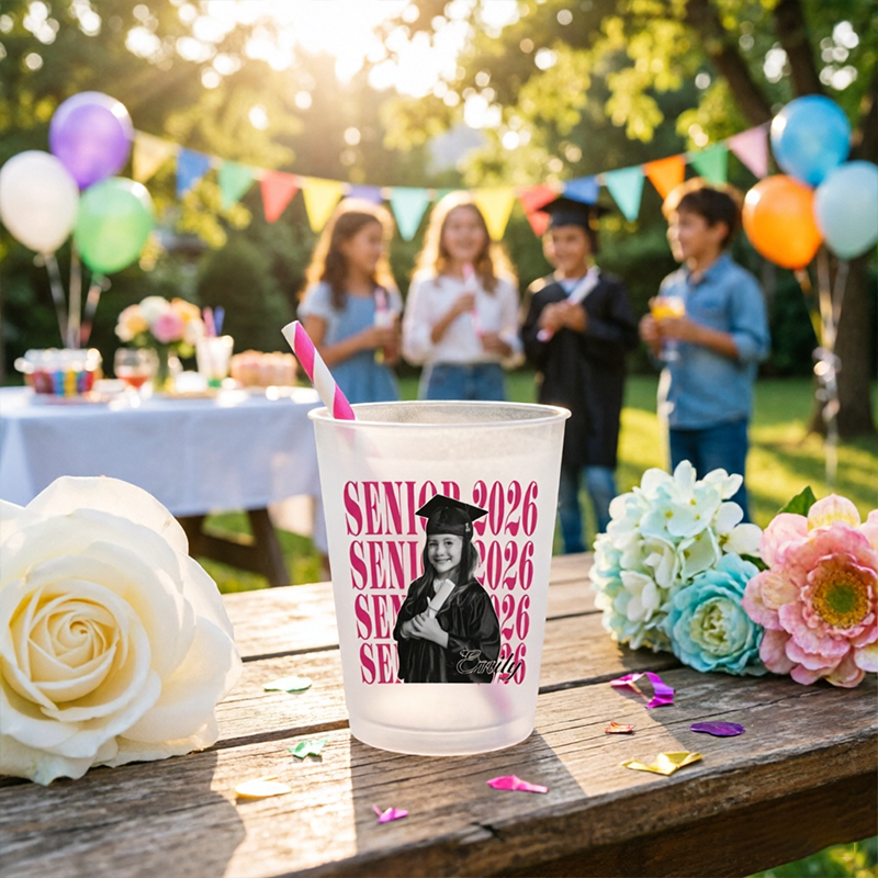 Personalized Frosted Plastic Mugs, Printed With Graduates' Photos For a Retro Graduation Season Feel, Make For A Unique Commemorative Gift For Graduates