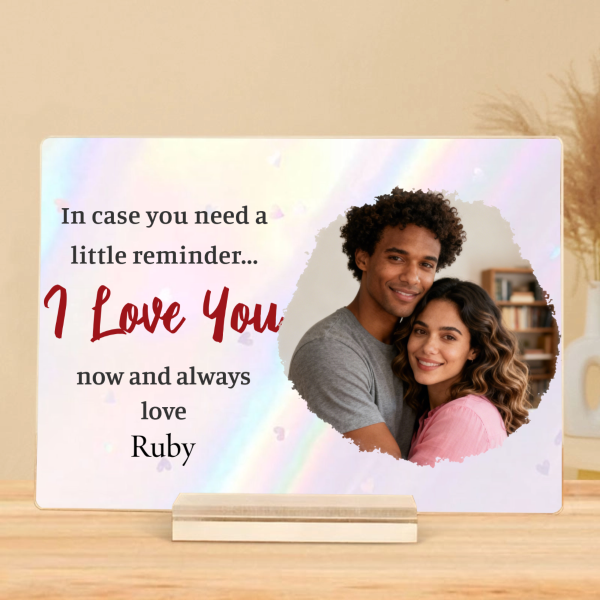 I Love You Personalized Photo Plaque, Romantic Gift for Couples, Lovers, Perfect for Anniversary, Valentine's Day, Wedding Celebration