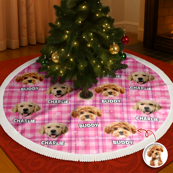 Sample TPersonalized Plush Christmas Tree Skirt with Your Pet Photo – Custom Dog or Cat Holiday Decor, Unique Gift for Pet Loversemplate