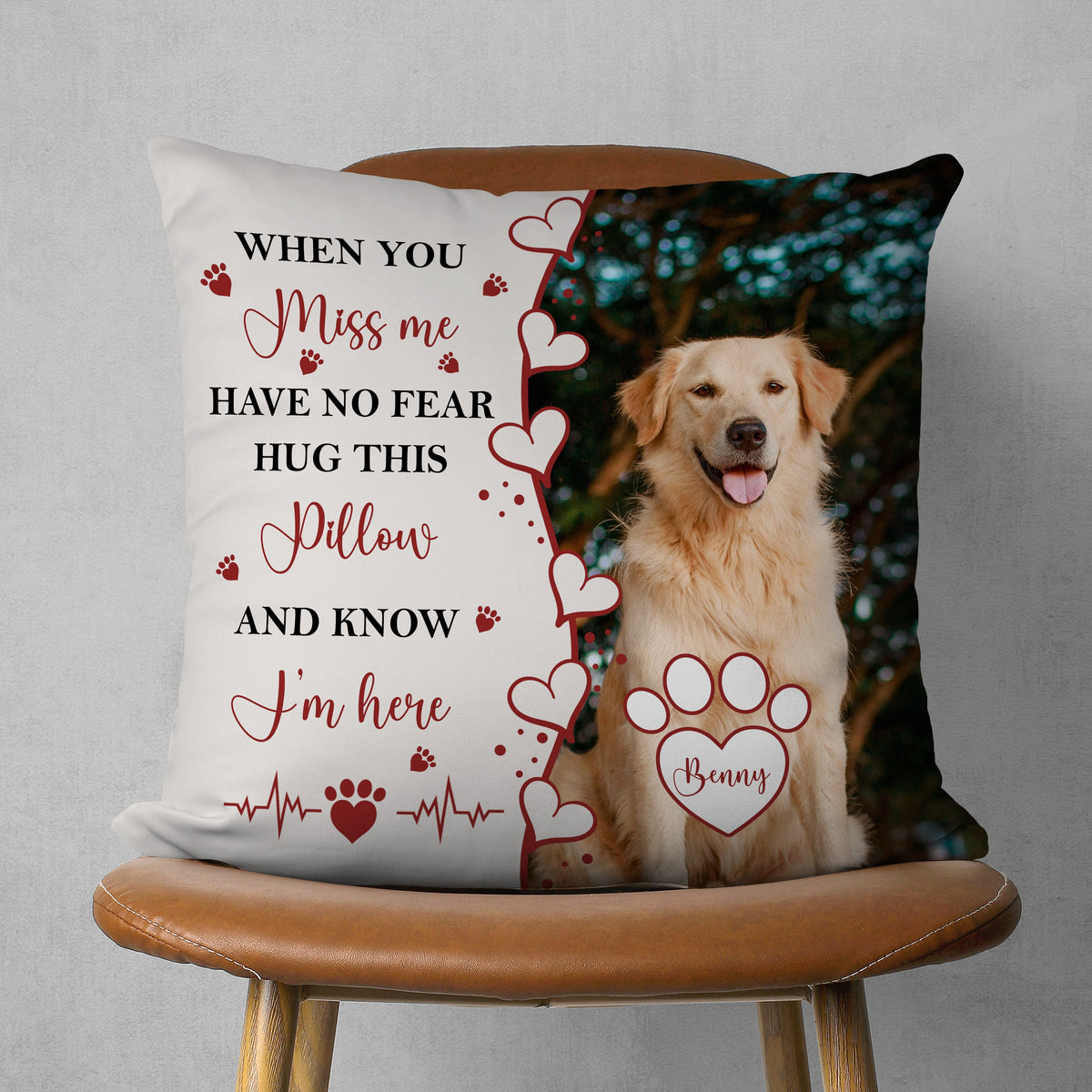 Custom Pet Photo Pet Loss Gift for Pet Lover Memorial Pillow