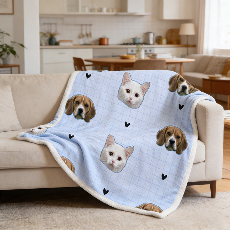 Custom Pet Portrait Blanket, Personalized Fleece Throw with Pet Photo, Christmas Gift for Dog Cat Lovers, Cozy Sofa Bed Blanket