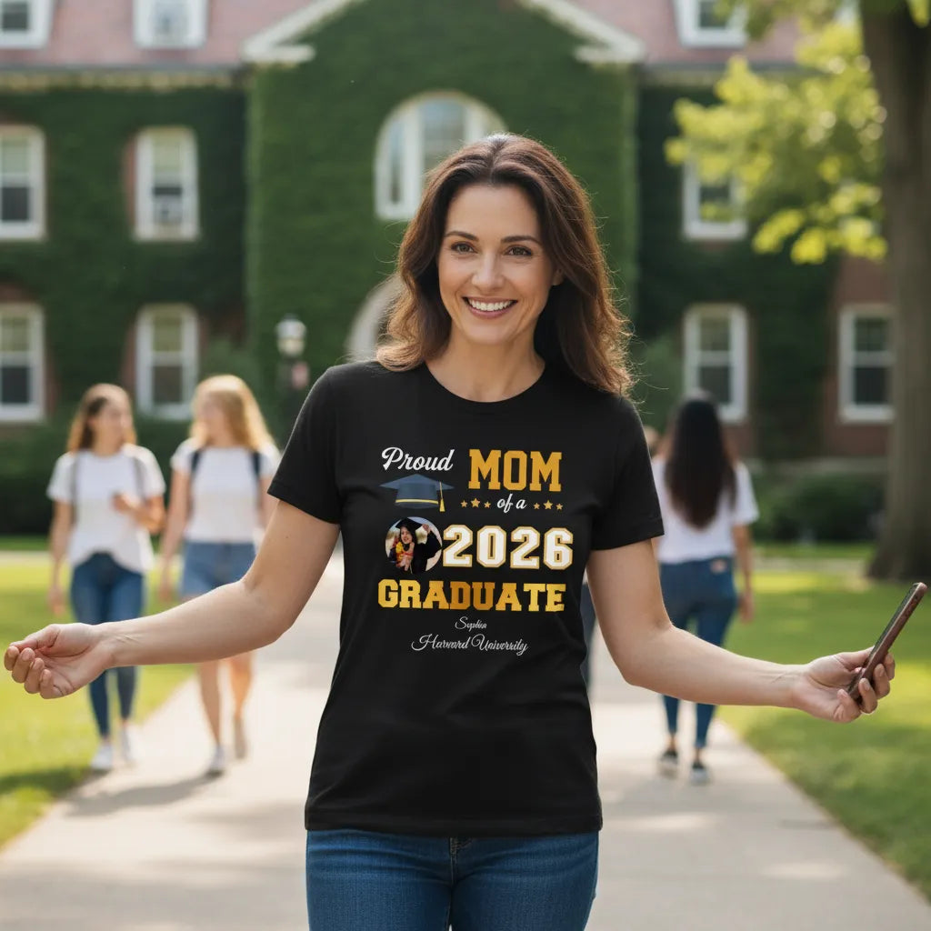 Personalized Proud of a Graduate Custom Cotton Unisex T-shirt - Graduation Gift For Family Members