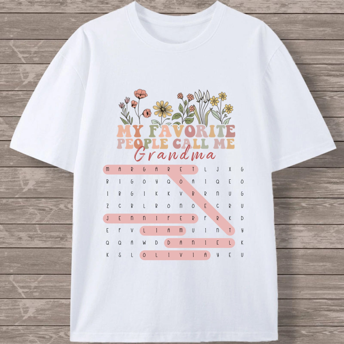 Personalized Family Names Puzzle Cotton Shirt, Custom Name Design, Heartwarming Gift for Mom, Mother's Day, Family Reunion and Birthday