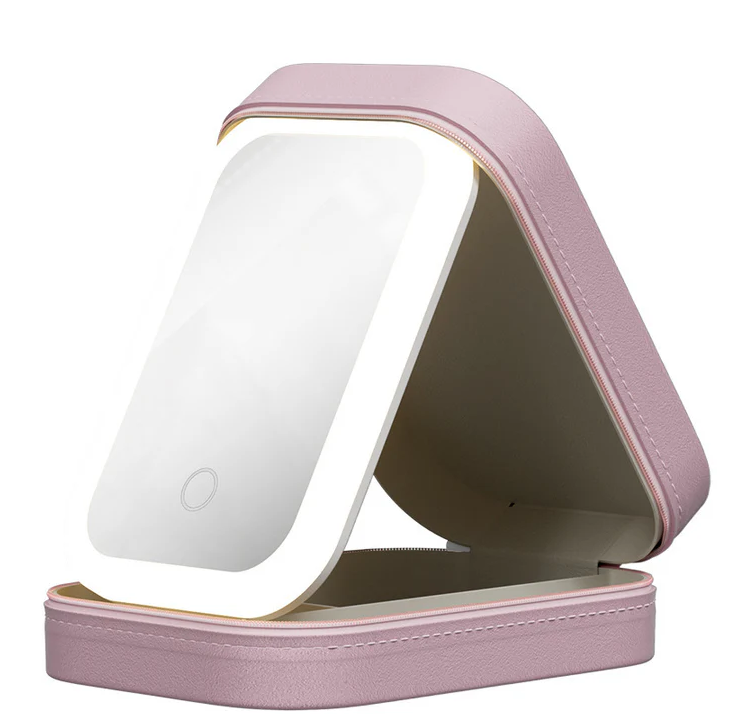 A Personalized Leather Vanity Mirror With A Floral Design Based On Your Birth Month And Featuring LED Lights Makes It A Truly Unique Gift For Friends, Family, And Colleagues