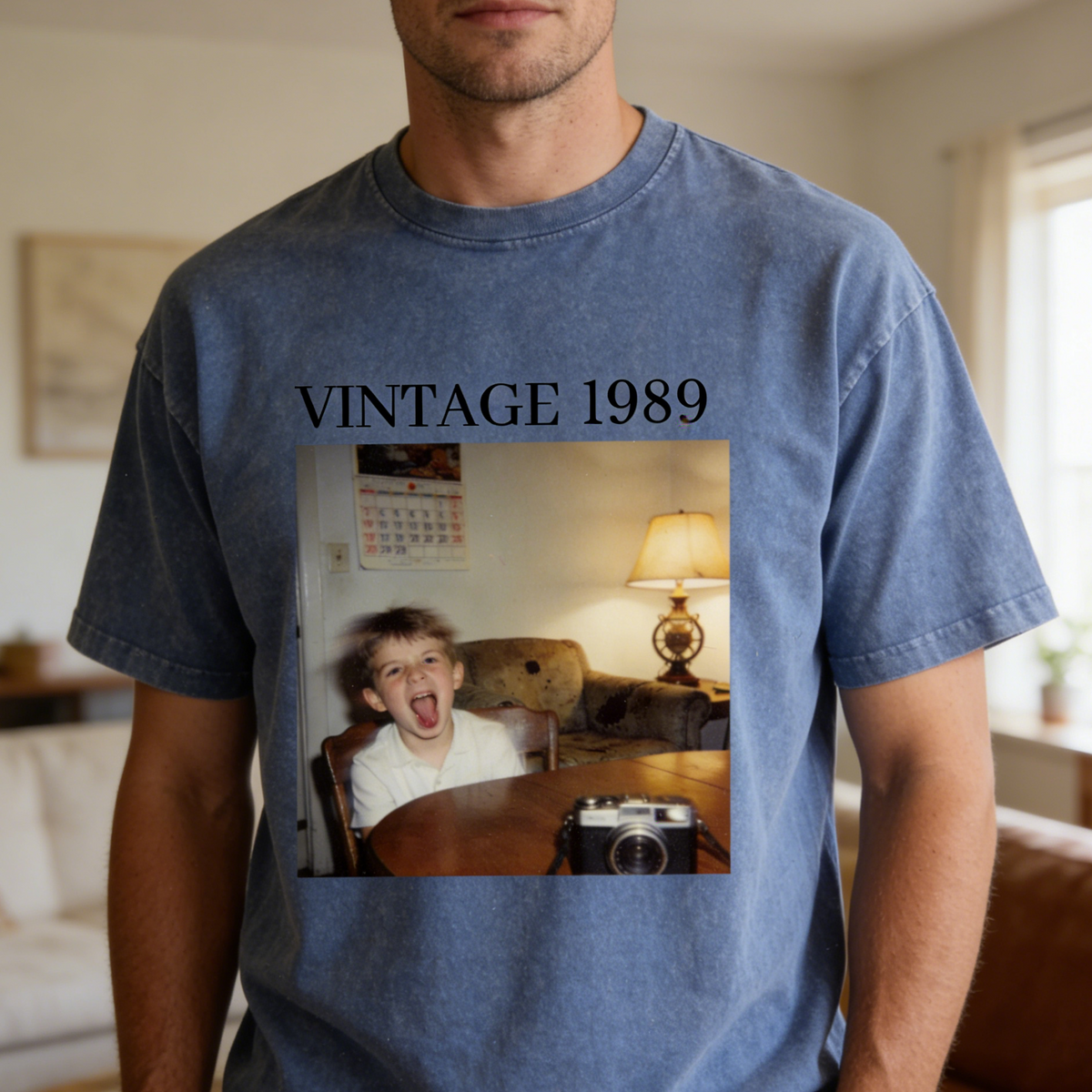 Nostalgic Personalized Photo Classic Tee Vintage Style Keepsake You Can Customize A Unique Creative Gift for Family, Unisex Fit