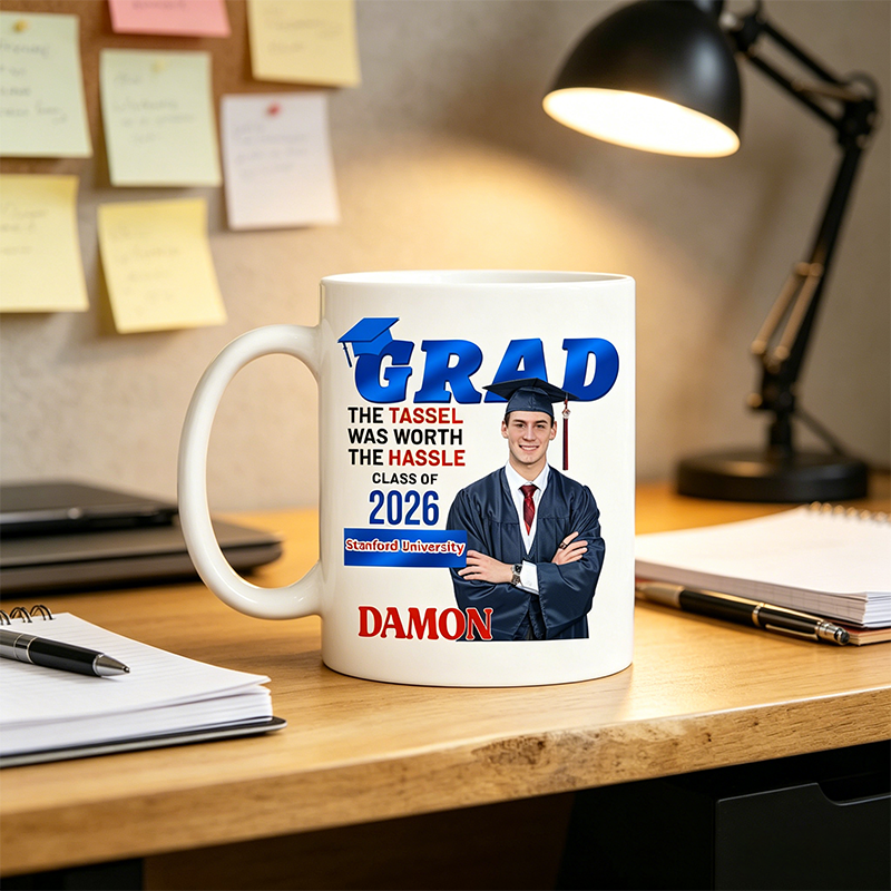 Custom Photo Magazine Mug - Personalized Graduation Gifts For Him, Her - The Tassel Is Worth The Hassle