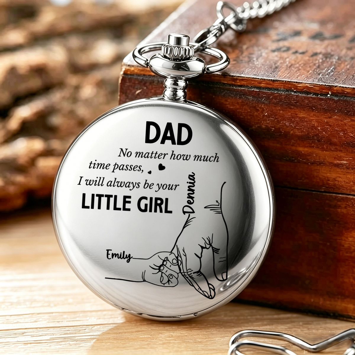 Dad Personalized Pocket Watch, I Will Always Be Your Little Girl/Boy Keepsake, Unique Gift With Timeless Style