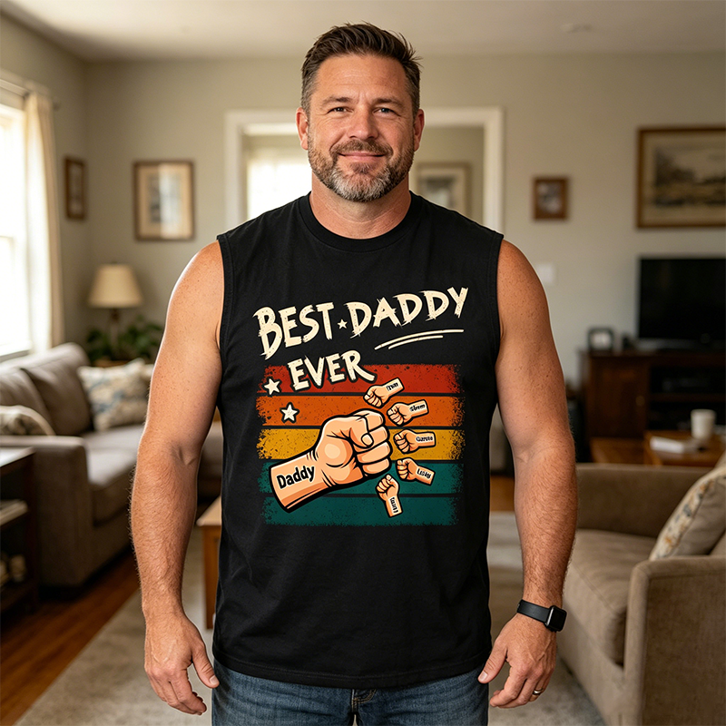 Personalized retro snowflake vest, perfect for dads with a boxing design, a unique gift for fathers and grandfathers.