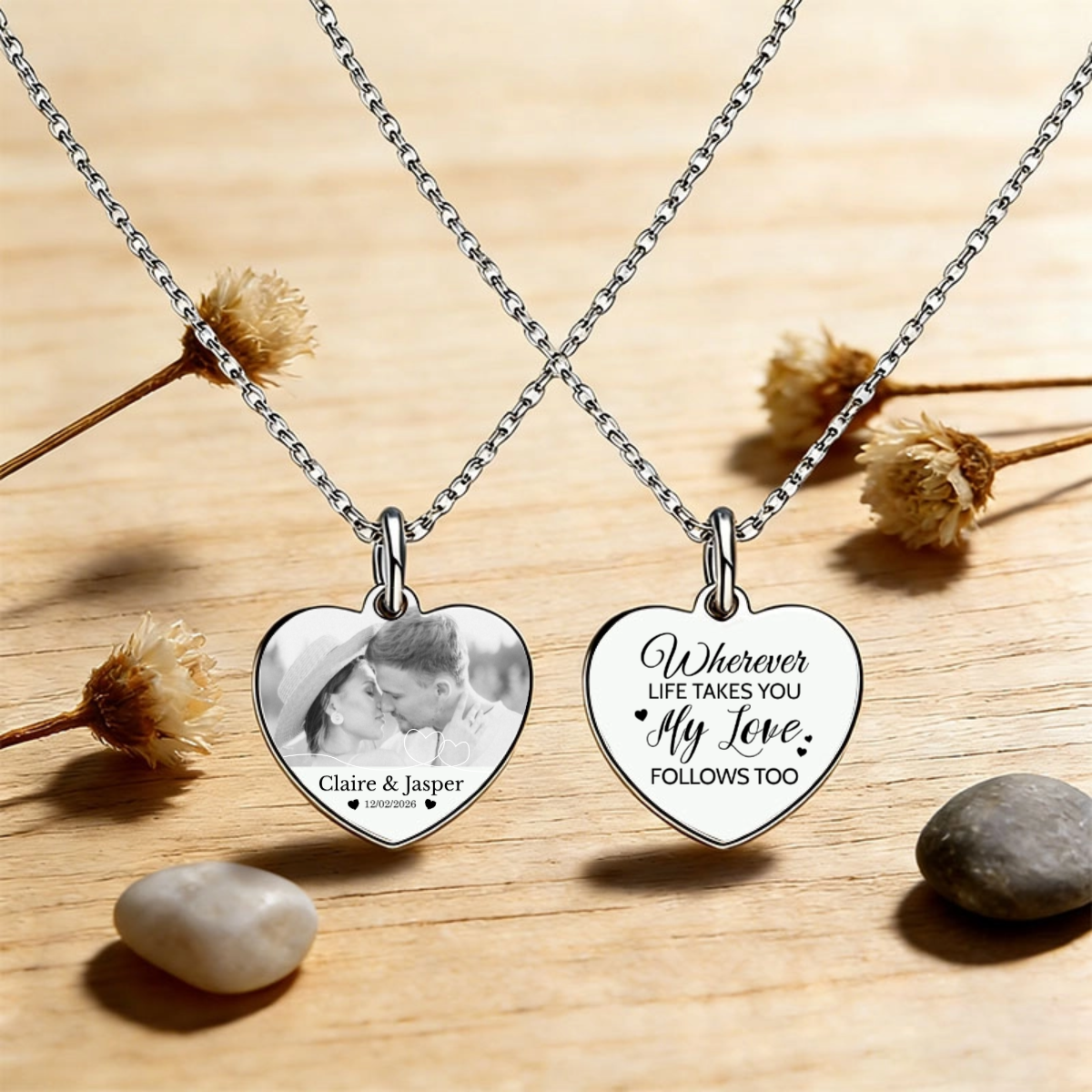 Heart Photo Custom Necklace, Gift for Couple, Anniversary, Valentine’s Day, Wedding