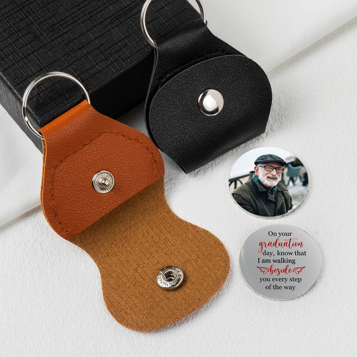 "Graduation Walking Beside You Every Step" — Personalized Pocket Hug & Custom Keychain
