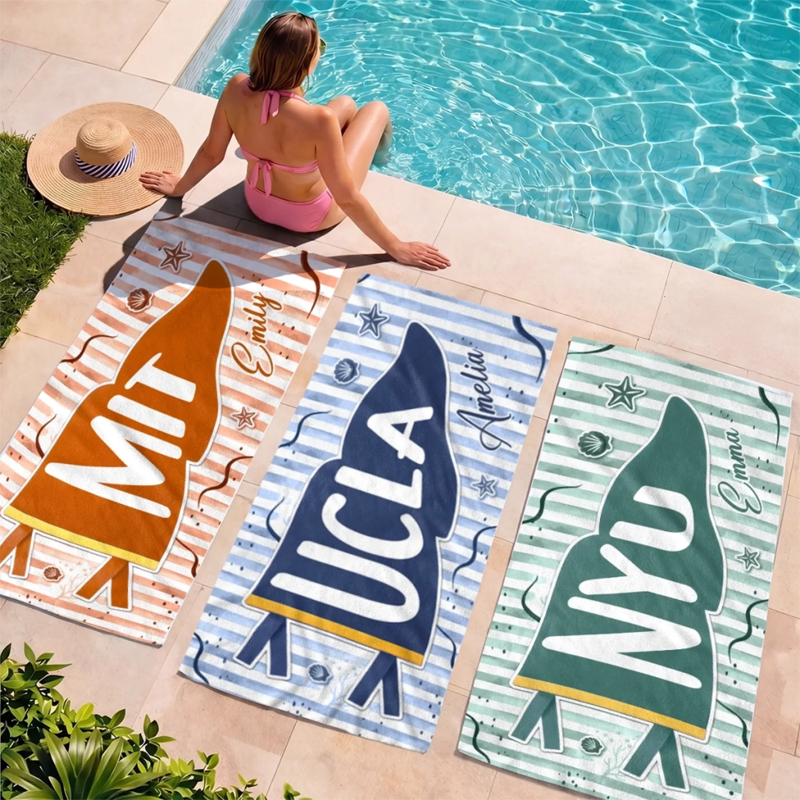 Custom Striped Beach Towel—A Personalized Summer Travel Gift, Perfect For Family, Friends, and Graduates, Ideal For Beach Vacations and Summer Travel.