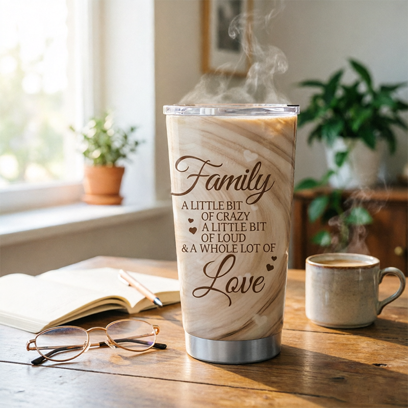 Family Crossword Insulated Travel Tumbler, Personalized Name Custom, Family Quote Color Choice, Gift for Family, Home & Travel