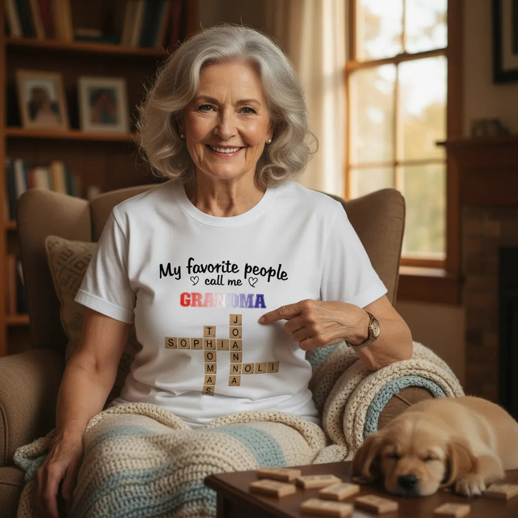 Personalized T-shirt with Custom Names & Title Turn into Crossword Art - Unique Gift for Any Beloved, Perfect for Daily or Occasion Wear
