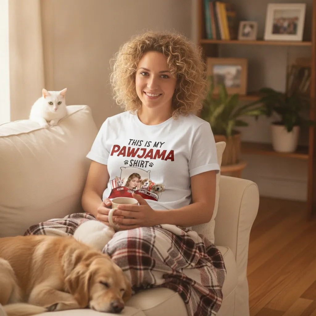 Personalized Pawjama Pet Portrait Graphic Design, Custom Printed Short Sleeve T-Shirt Product, The Perfect Gift For Pet Lovers & Pet Owners