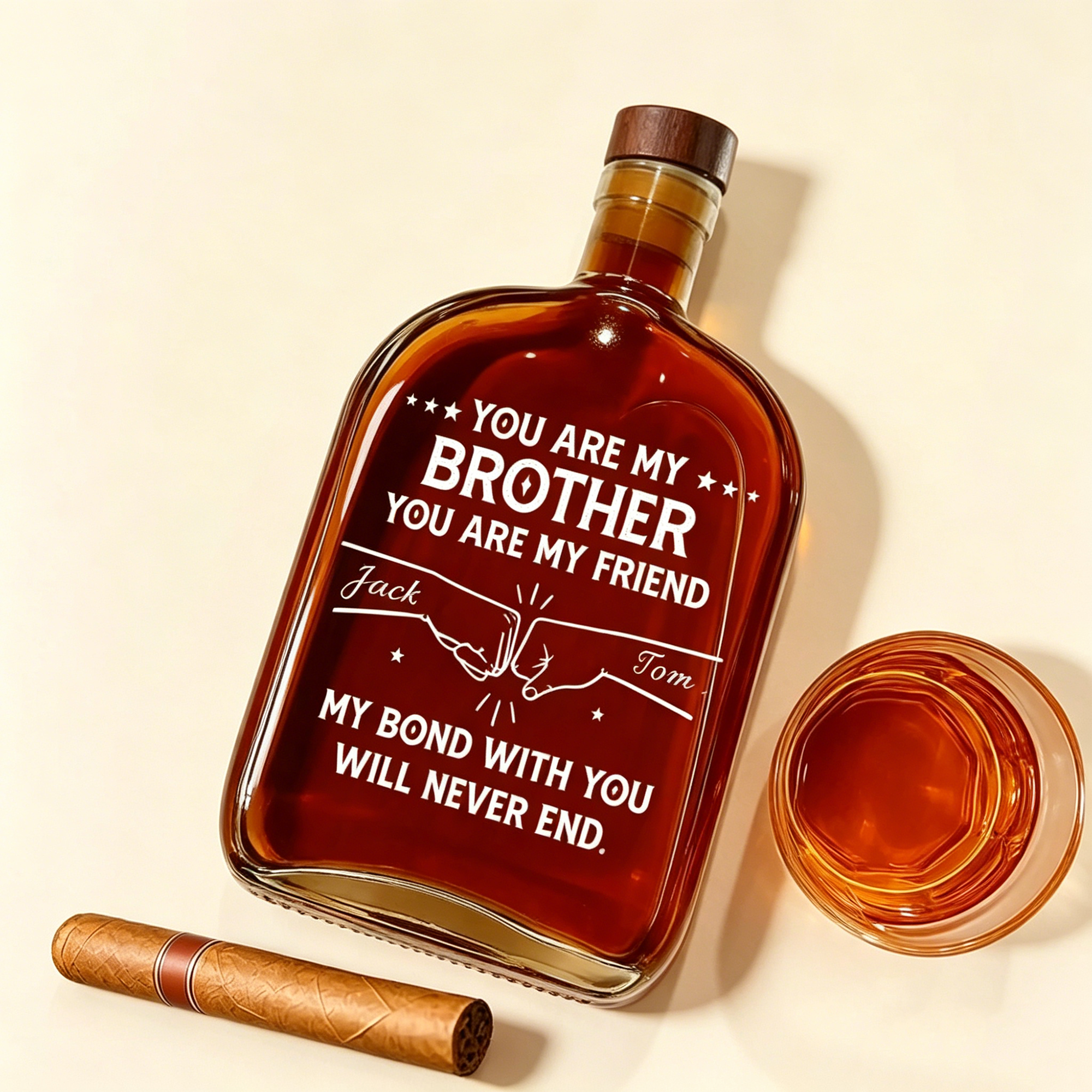 Personalized Custom Whisky Bottle, "My Bond With You", A Most Special Gift For Brothers, Fathers Or Family Members