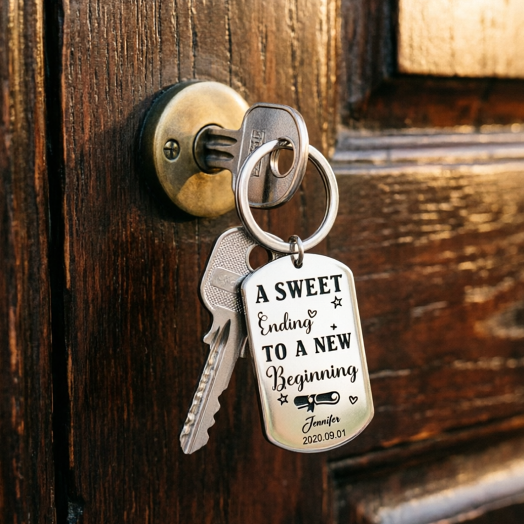 Personalizable Stainless Steel Photo Keychains, Thoughtful Encouragement Keepsake for New University Students and Back-To-School Youth