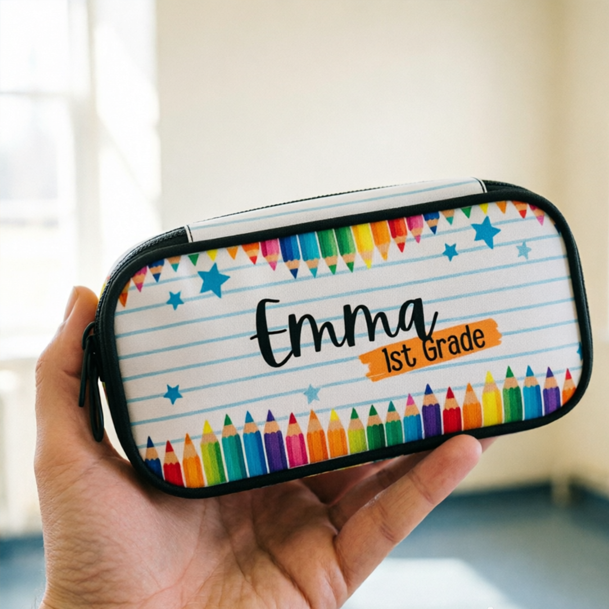 Personalized Pencil Case With A Striped Design, It Is A Special Back-To-School Gift