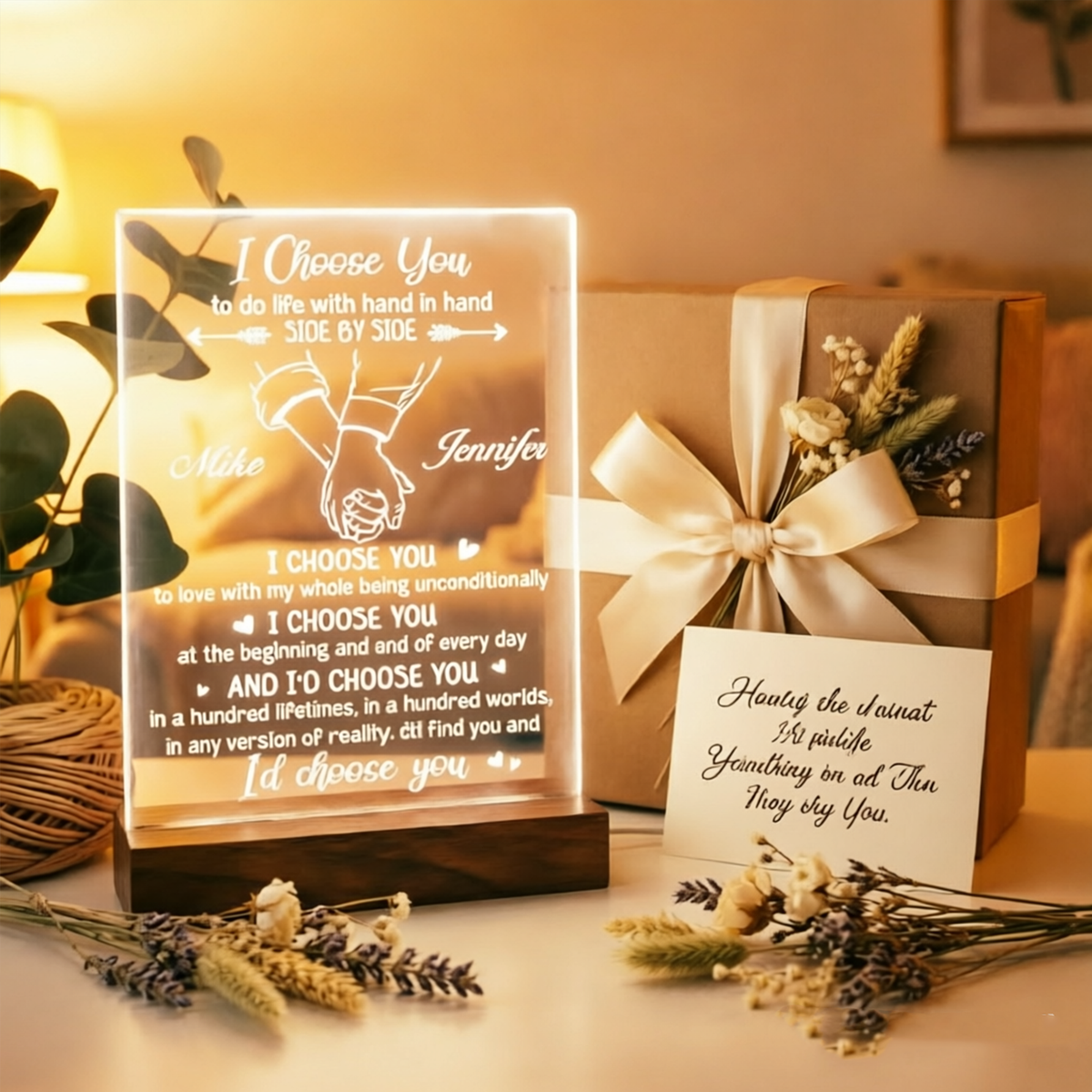 Personalized Night Light, "I Choose You to Do Life With Hand in Hand," A Special Gift For Couples