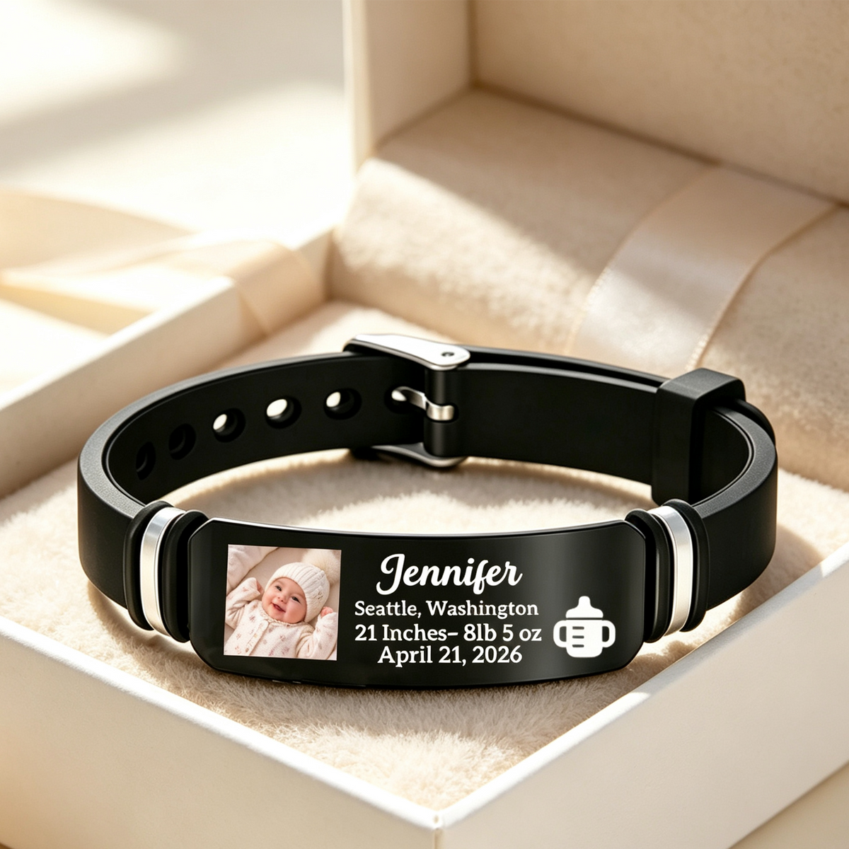 Personalized Newborn Wristband, Custom Baby Information Keepsake, Meaningful Gift for New Arrivals