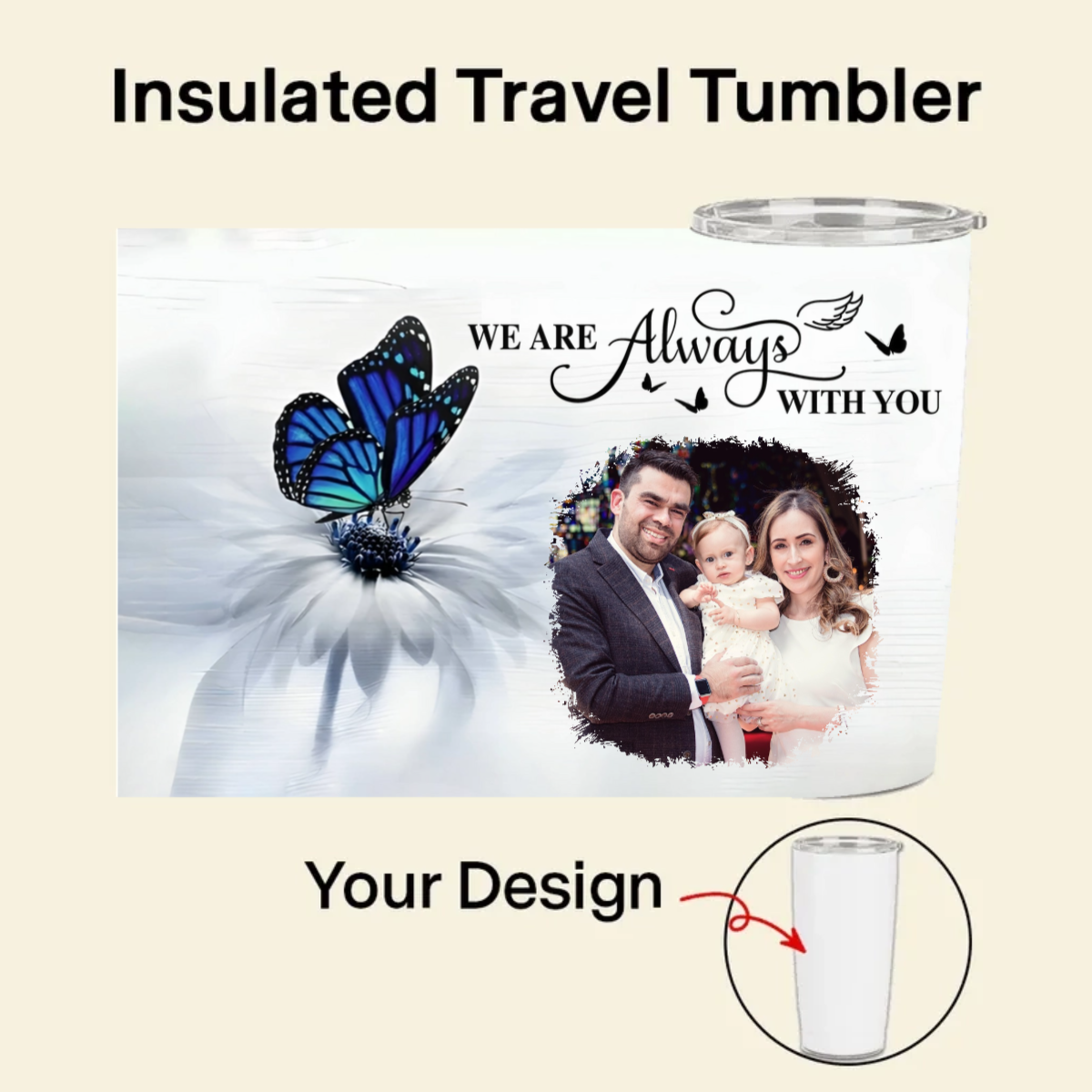 "I'm/We Always with You" Personalized Insulated Travel Tumbler - Perfect Gift for Any Loved Ones