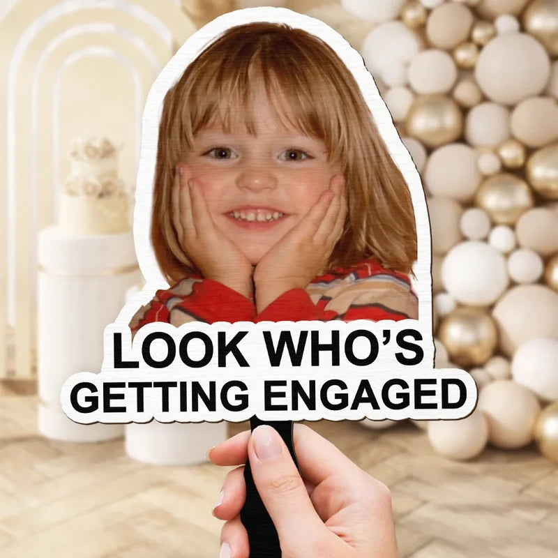 "Look Who's Getting Married" – Custom Shaped Handheld Photo Prop; Perfect For Weddings, Engagements, Or Party Decor