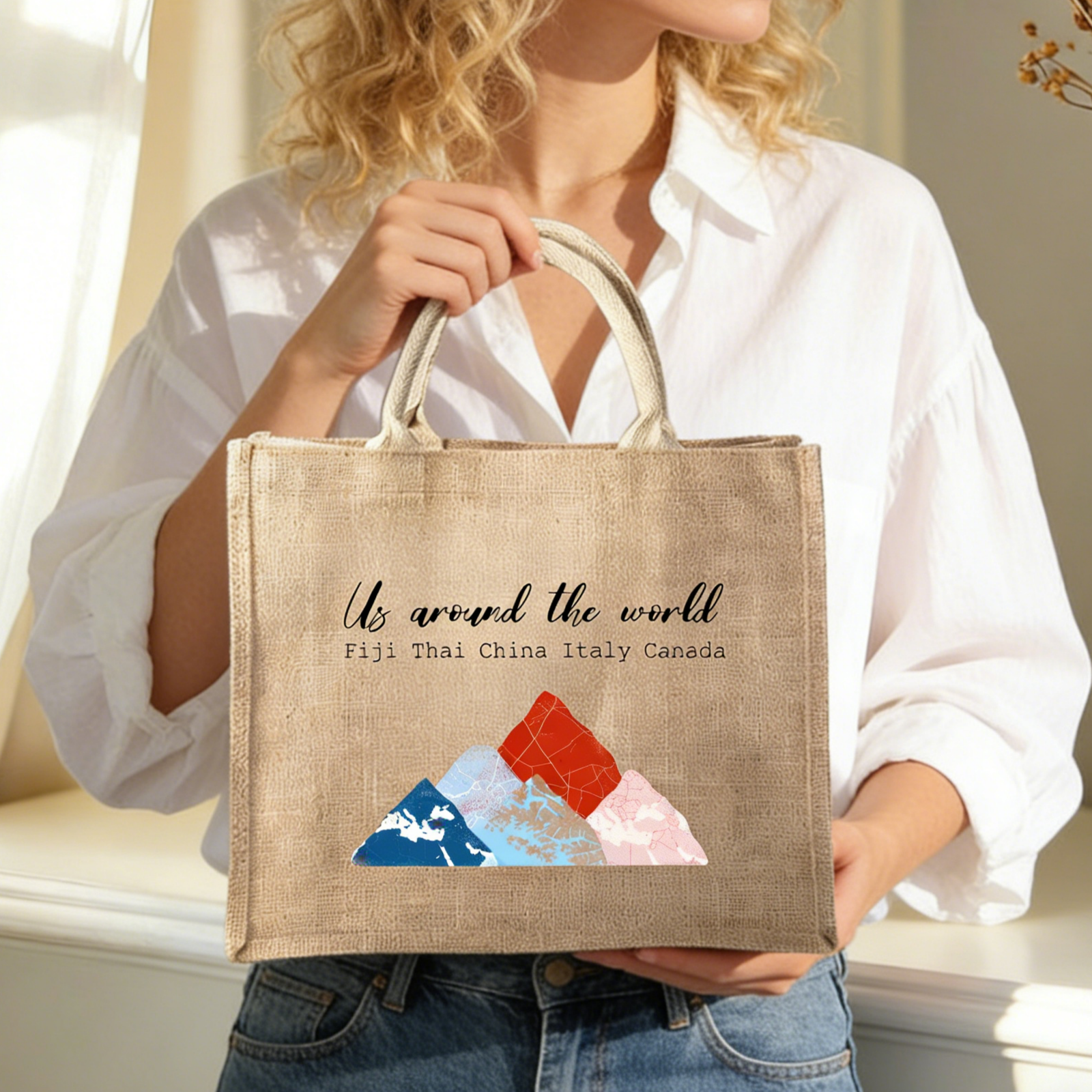 Travel Memory Custom Map Canvas Tote, Gift for Travelers, Perfect for Anniversaries, Graduation, Global Adventures