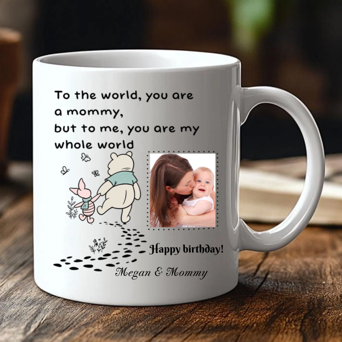 Custom Mug with "You Are My Whole World" & Hand‑Holding Design, Meaningful Gift for Family Birthdays & Holidays
