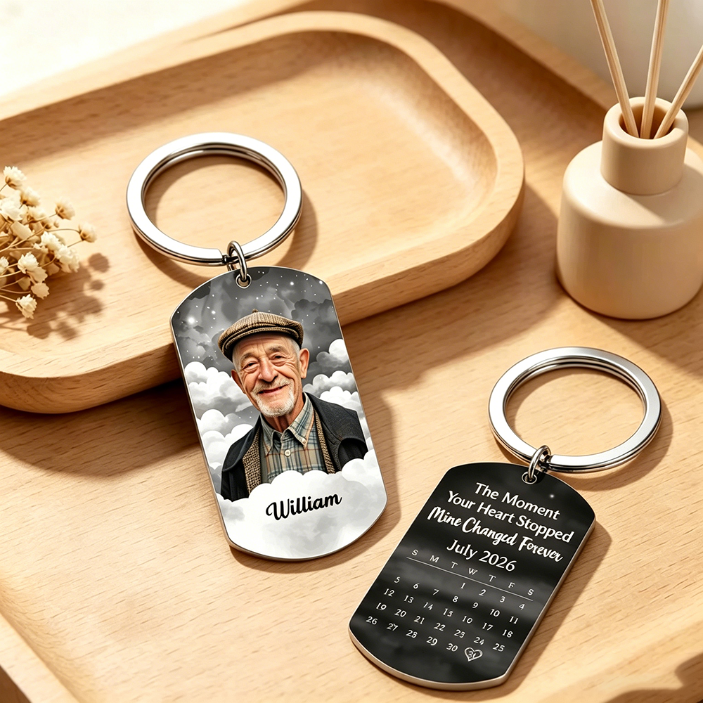 Custom Photo The Moment Your Heart Stopped - Memorial Gift For Family - Personalized Aluminum Keychain