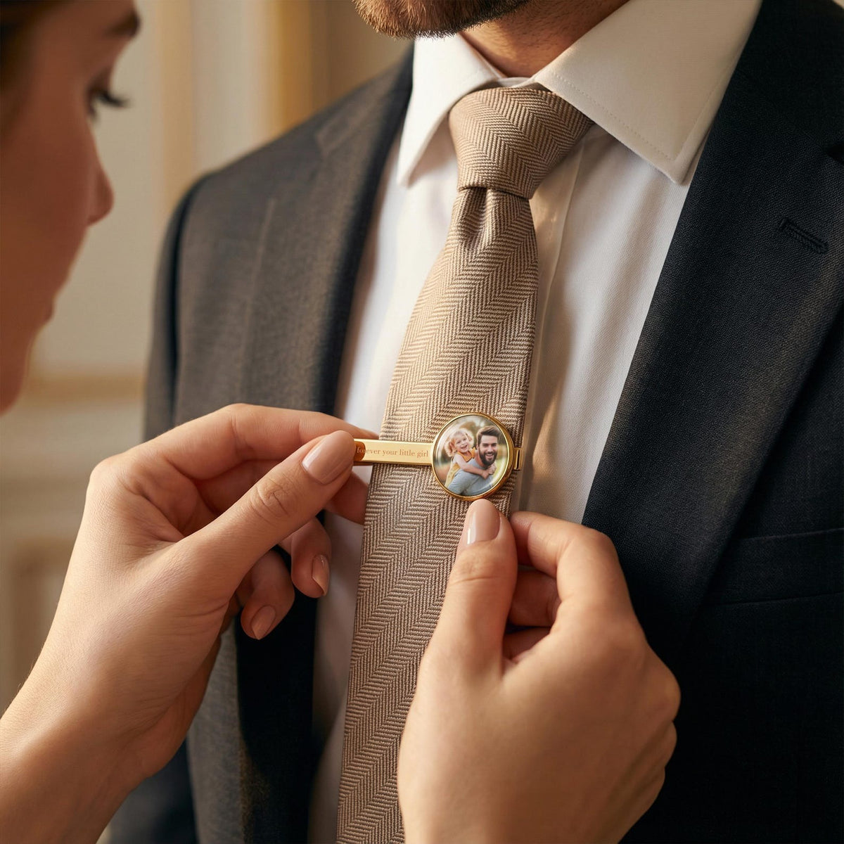 Personalized Photo Tie Clip, Custom Engraved Text & Image, Father of the Bride/Groom, Wedding Gift for Dad, Groomsmen