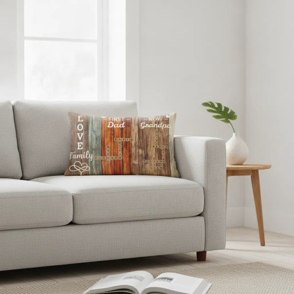 Personalized Custom Jigsaw Puzzle Throw Pillow. You Can Customize Your Own And Your Grandchildren's Names. This Is The Most Special Gift To Give To Your Family On Birthdays And Anniversaries