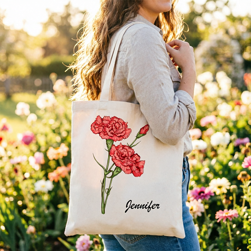 Personalized Watercolor Birthday/Monthly Floral Canvas Bags Make For A Truly Special Gift For Family, Friends, And Lovers