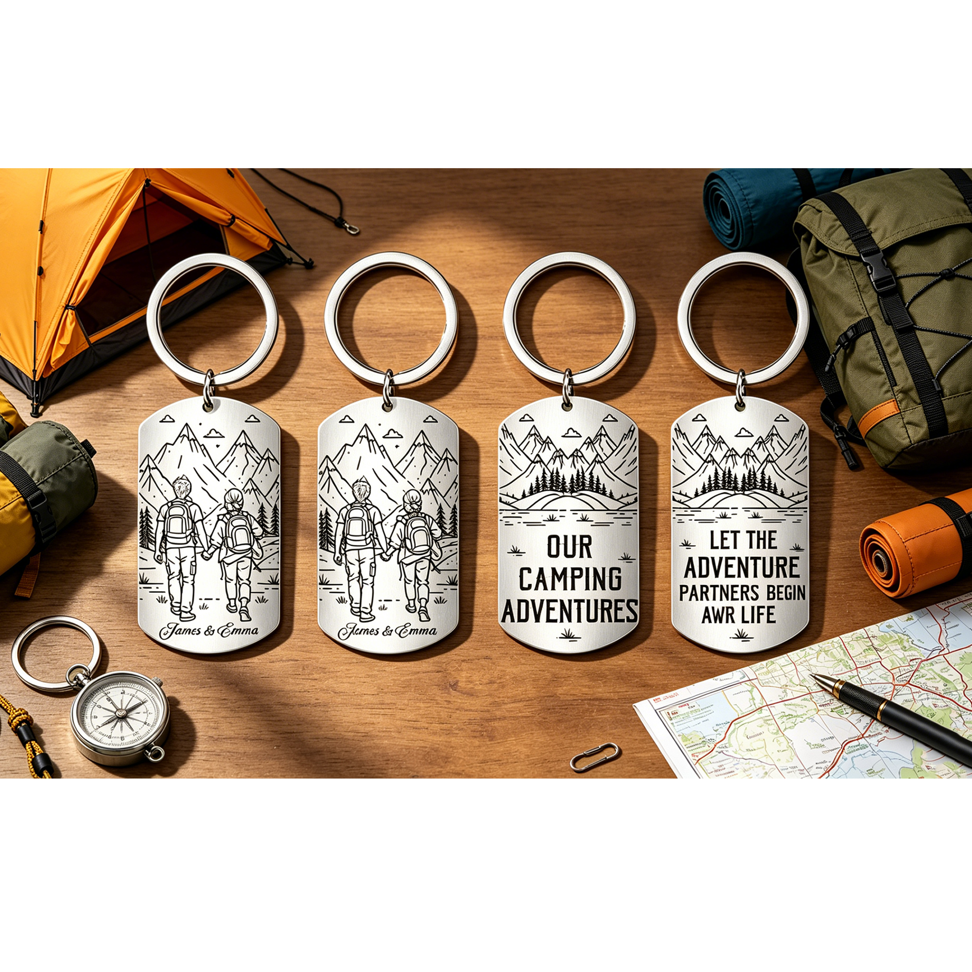 Personalized Stainless Steel Military-Style Keychain, Allowing Customization Of The Partner's Hair And Name. The Perfect Gift For Your Significant Other