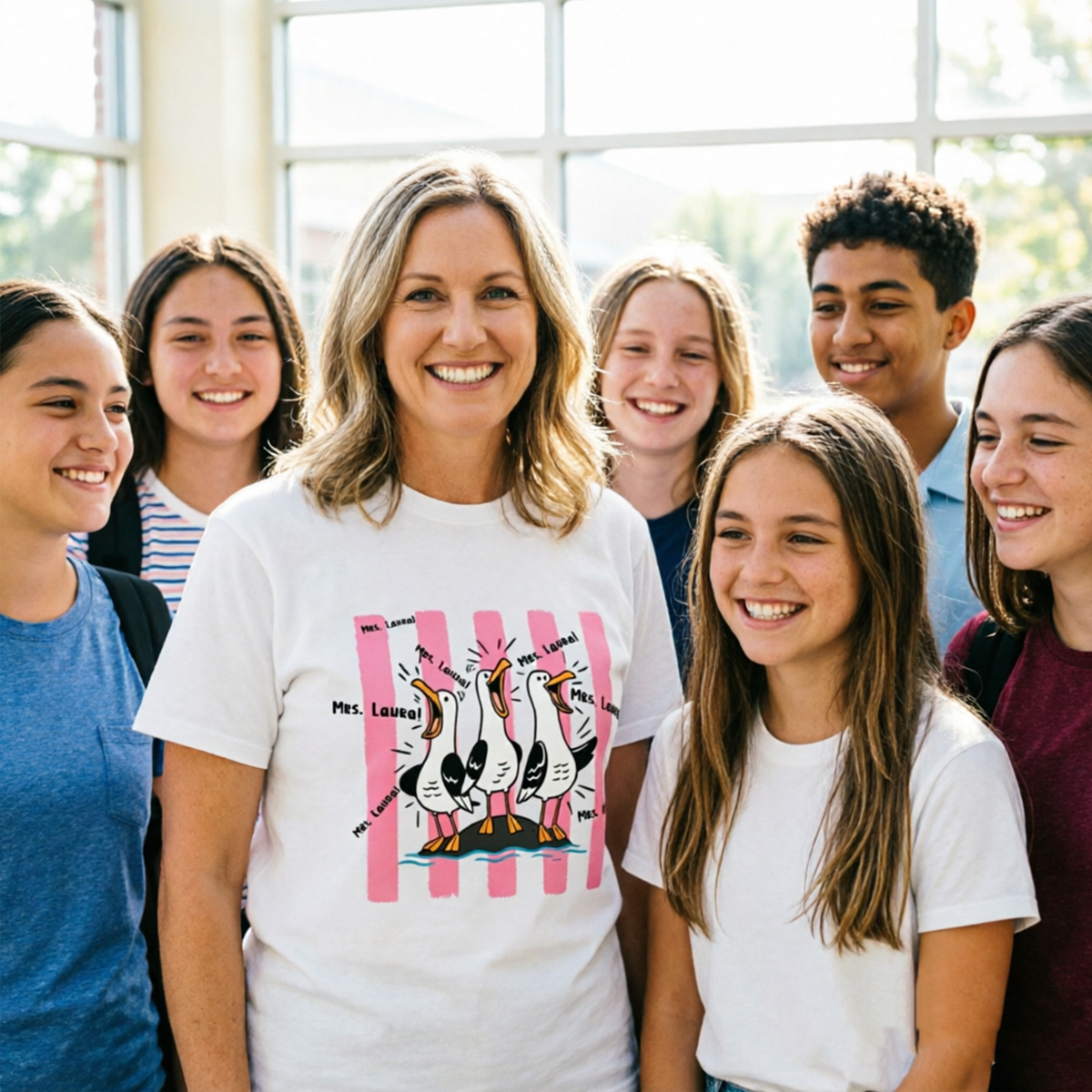 Personalized Custom Shirts, Featuring A Seagull Design Pattern, Make An Extraordinary Back-To-School Gift For Teachers
