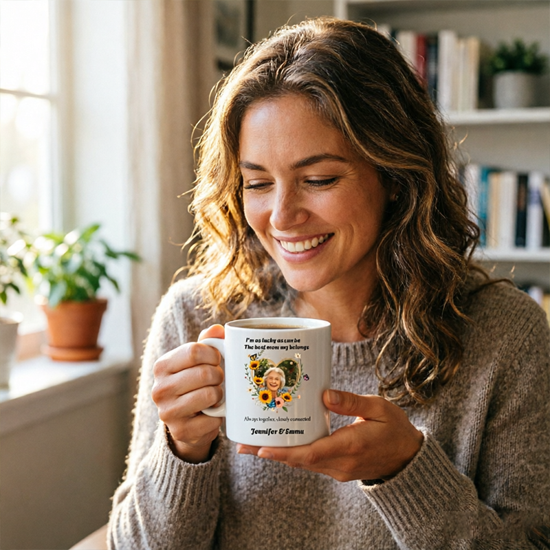 Personalized White Mug With Custom Photo, Perfect As A Heartfelt Gift For Mother's Day or a Birthday