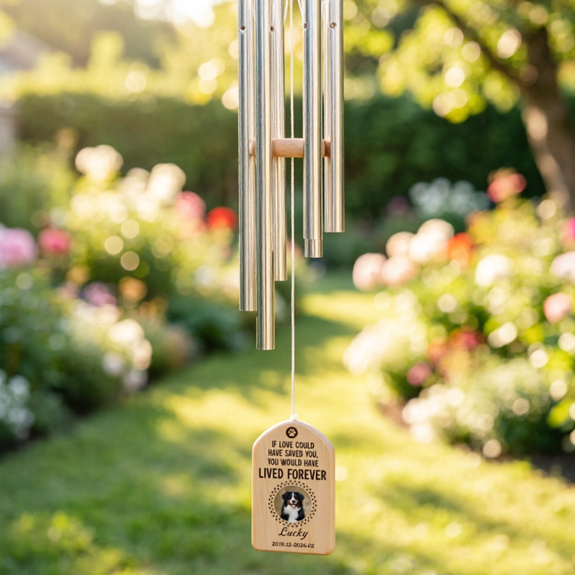 Customized Musical Brass Memorial Wind Chime, Customizable With Photos, a Special Gift For Pet Memorials