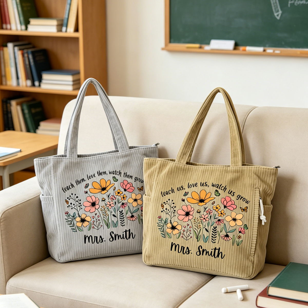 Personalized Velvet bag, "Teach Them, Love Them, Watch Them Grow," An Exceptional Gift For Teachers On Back-To-School dDay