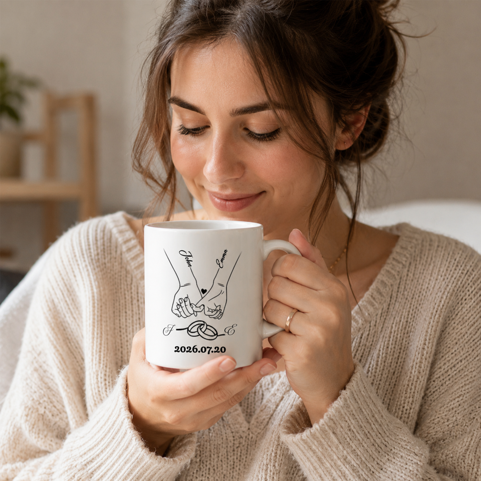 Personalized Mug Customized with Names & Special Dates, Heartfelt Wedding Anniversary Gift for Couples