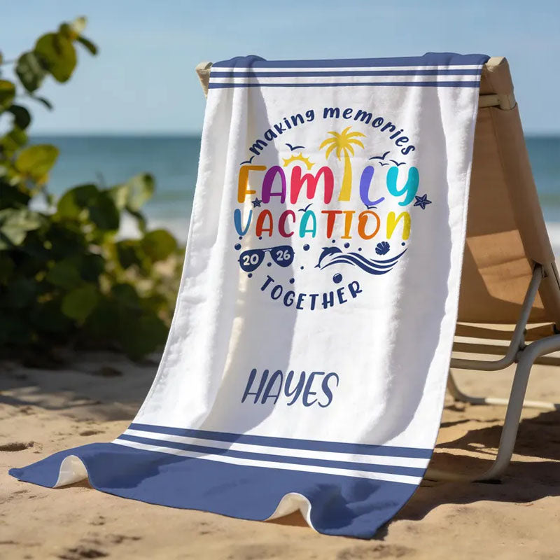 Custom-Designed Vacation Beach Towels—Family Sets For Quality Time With Loved Ones; Colorful Poolside Towels—A Summer Essential And Perfect Gift For Family Vacations.
