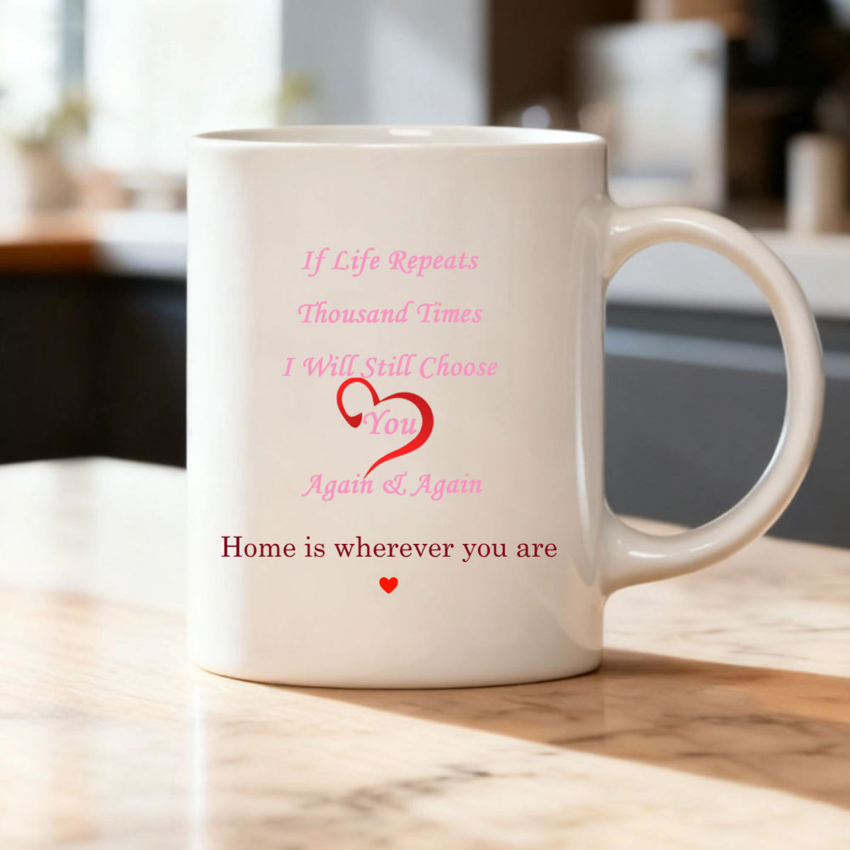 Personalized Romantic Quote Mug, Gift for Couples, Lovers, Perfect for Anniversary, Valentine‘s Day, Wedding Celebration