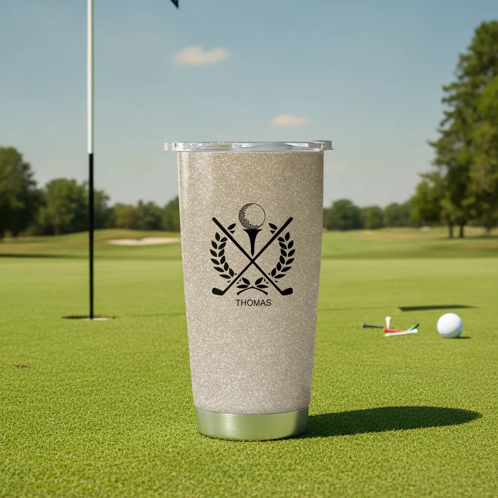 Personalized Insulated Travel Tumbler with Golf-Inspired Monogram Style - Unique Everyday Gift