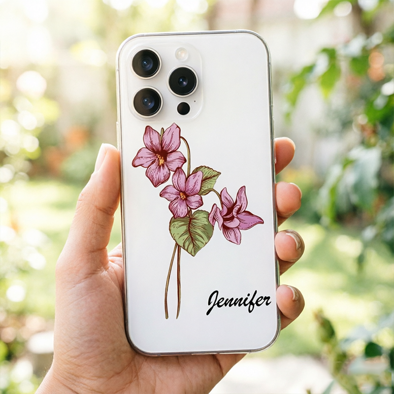 Personalized Custom Birthday Month Flower Transparent Phone Case, Suitable For Giving To Friends And Family On Their Birthdays