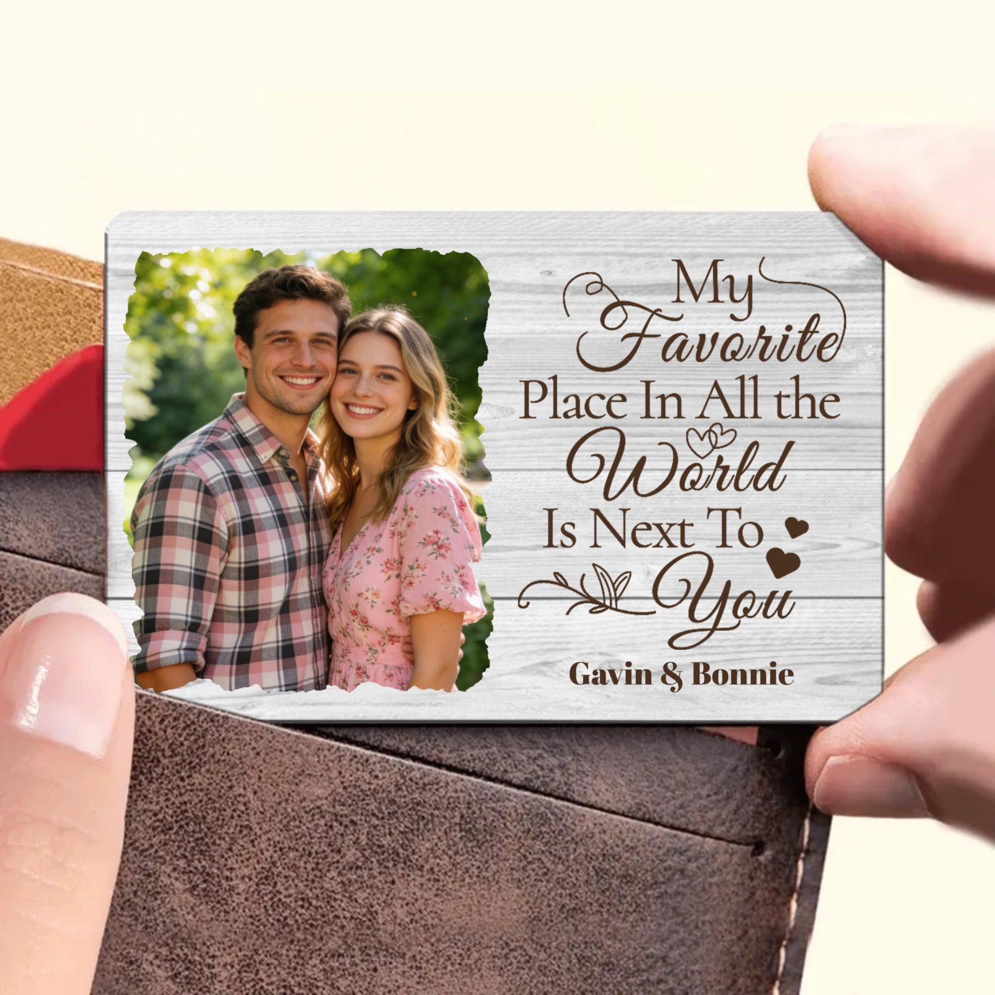 Personalized Color Engraved Photo Postcard for Couples, Romantic Love Quote Card with Custom Background, Photo Upload & Name Font Selection, Anniversary Valentine's Day Wedding Gift