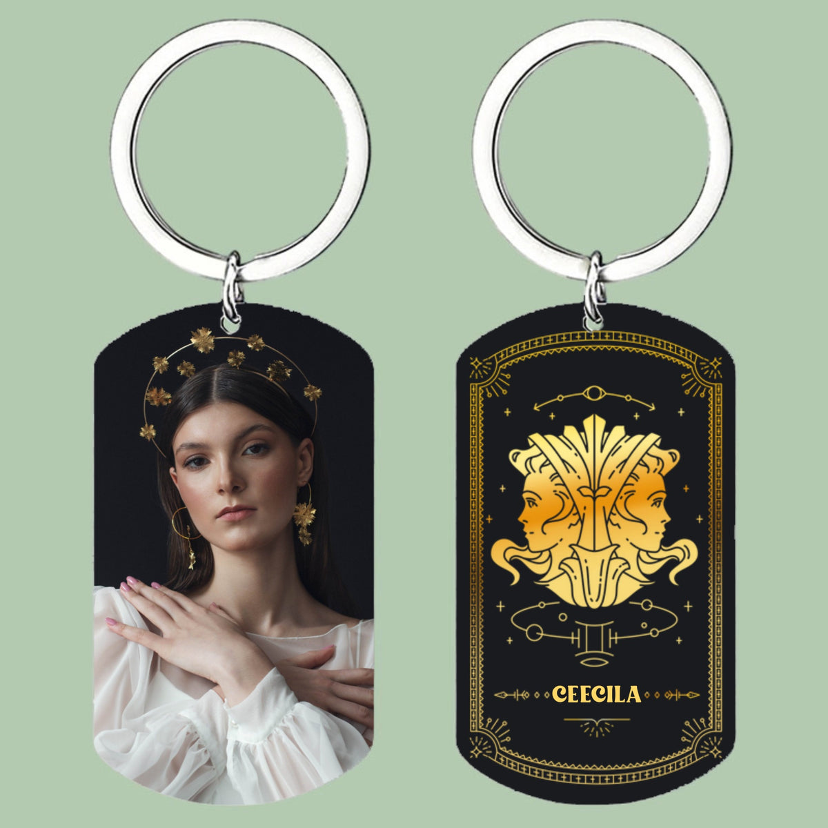 Personalized Zodiac & Photo Design, Custom Keychain, an Excellent Gift for Her